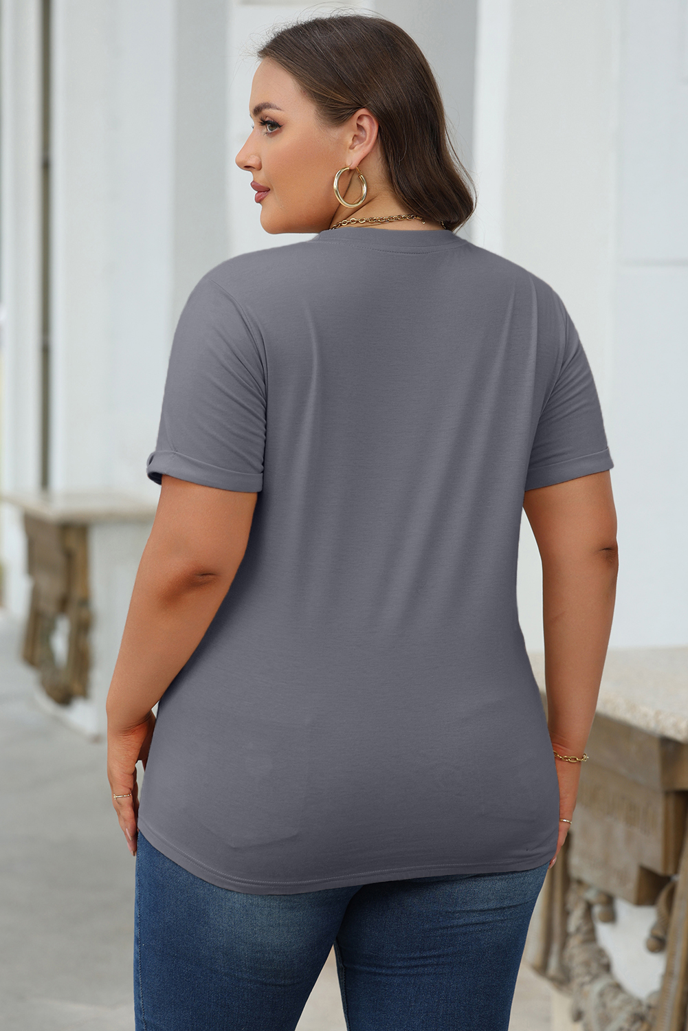 Khaki Casual Plain Crew Neck Tee - loveforevers