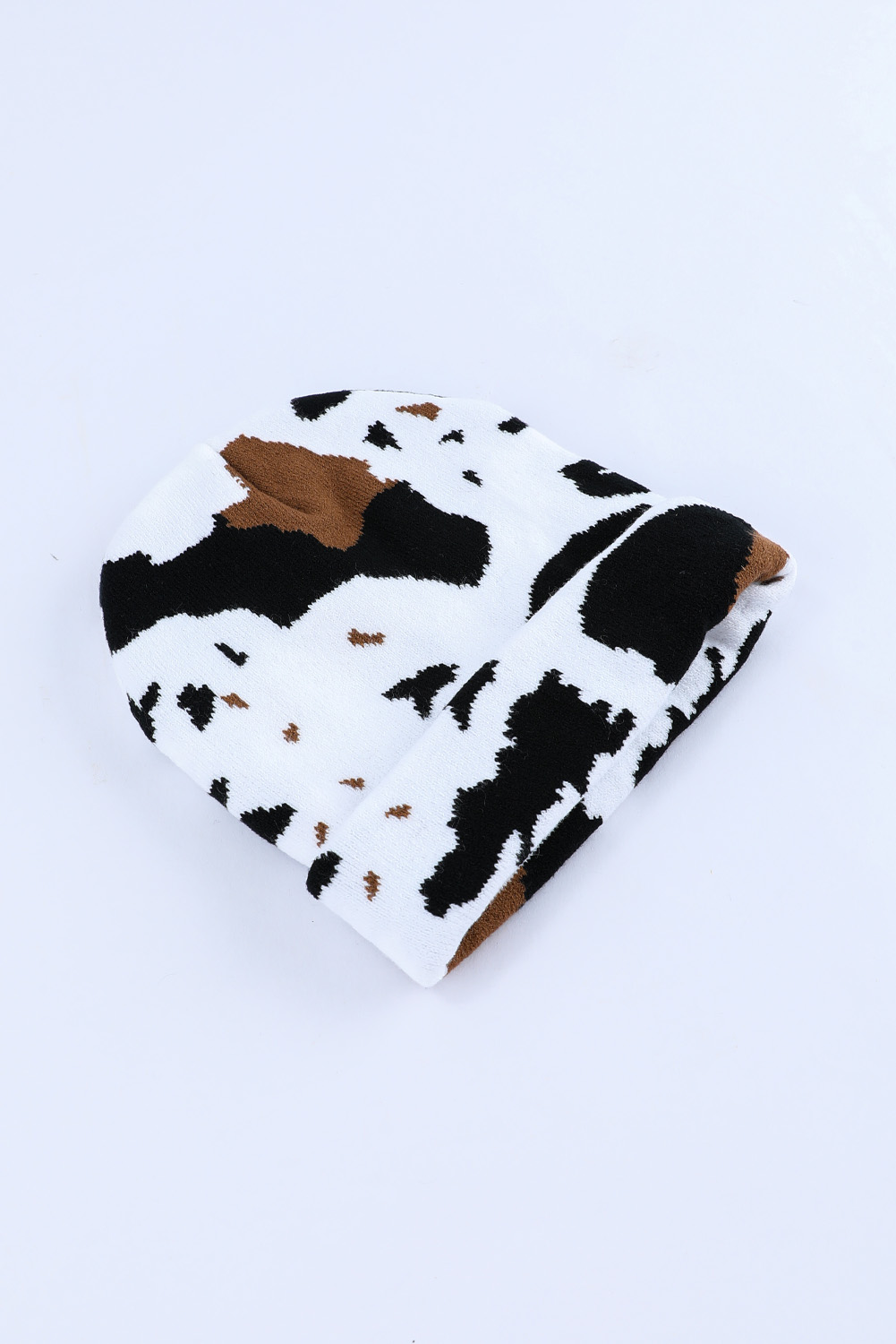 Black Cow Spots Printed Warm Beanie Hat - loveforevers