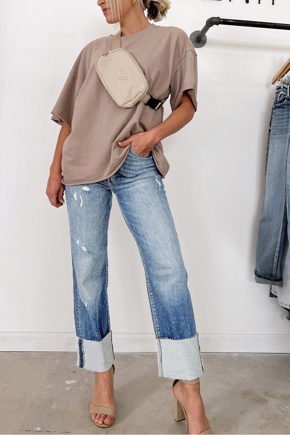 High Waist Distressed Straight Leg Jeans - loveforevers