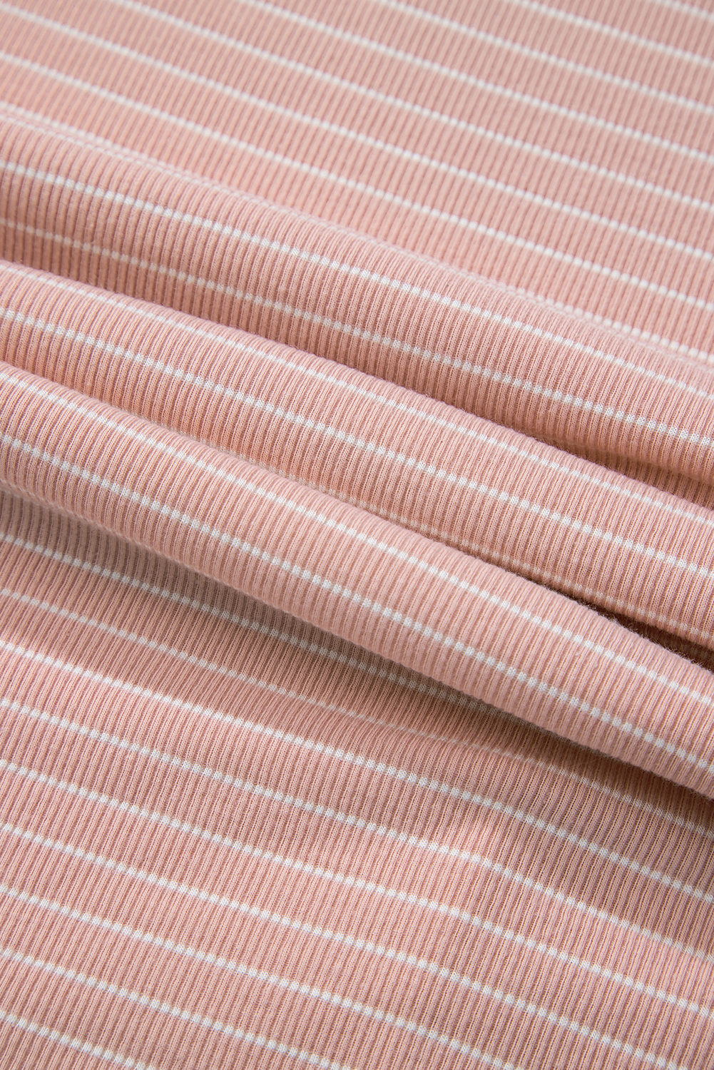 Pink Stripe Cowl Neck Side Slits Loose Fit Long Sleeve Top - loveforevers