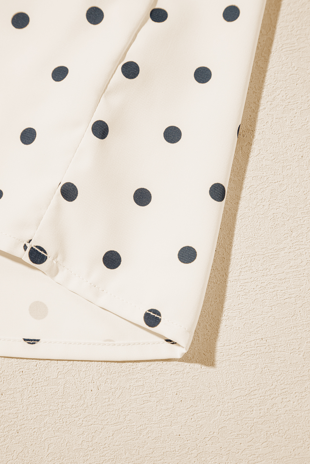 Apricot Polka Dot Print Frilled Collar Lantern Sleeve Blouse - loveforevers