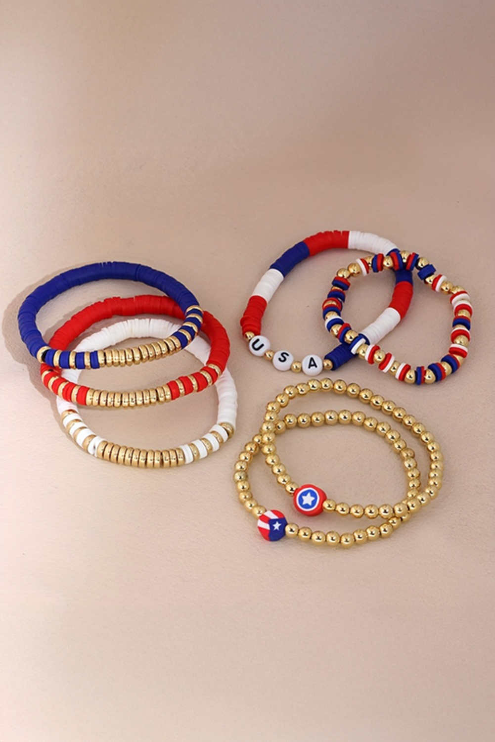 Gold USA Multi Beading Layered Bracelet - loveforevers