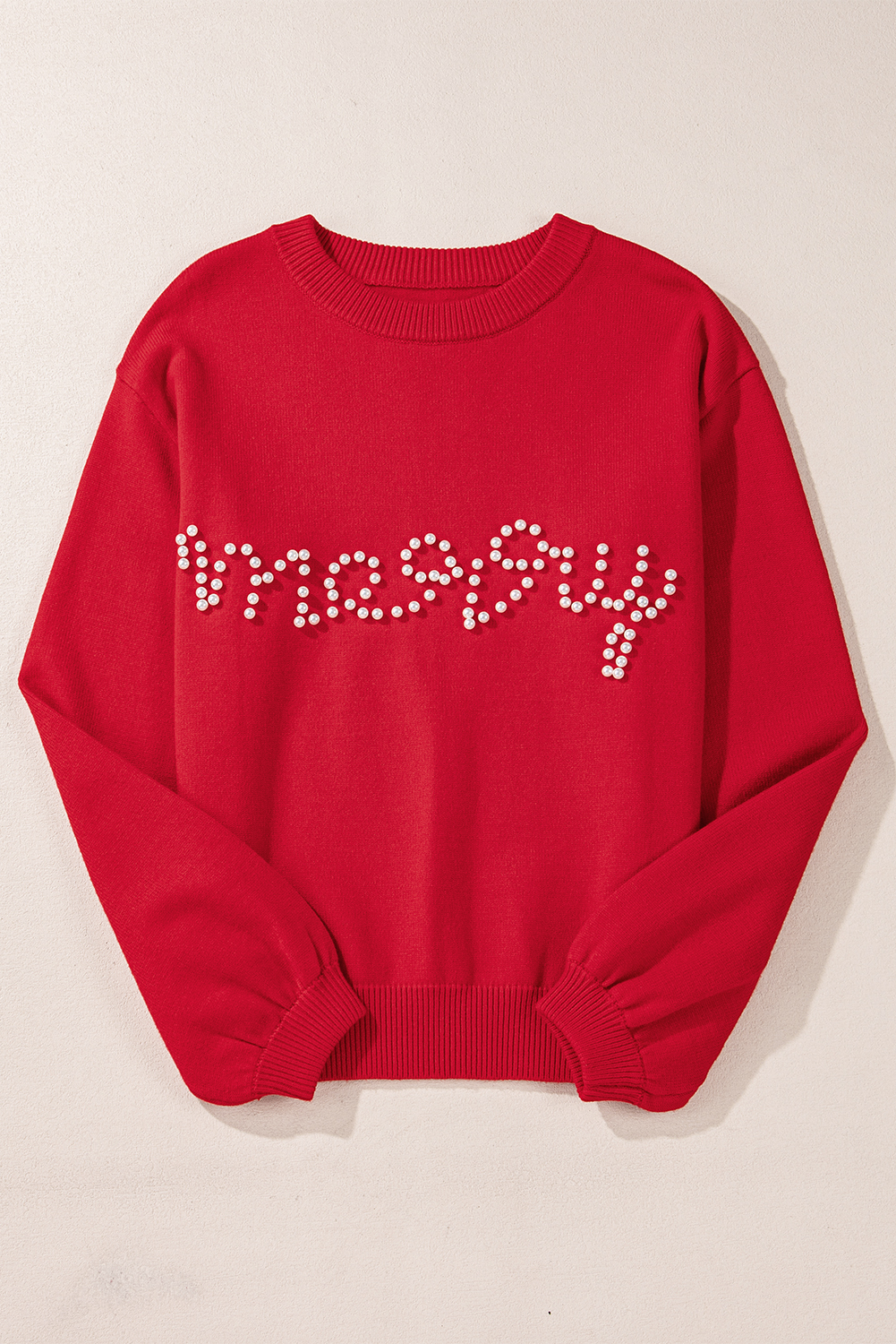 Blackish Green Pearl Beaded Merry Casual Sweater - loveforevers