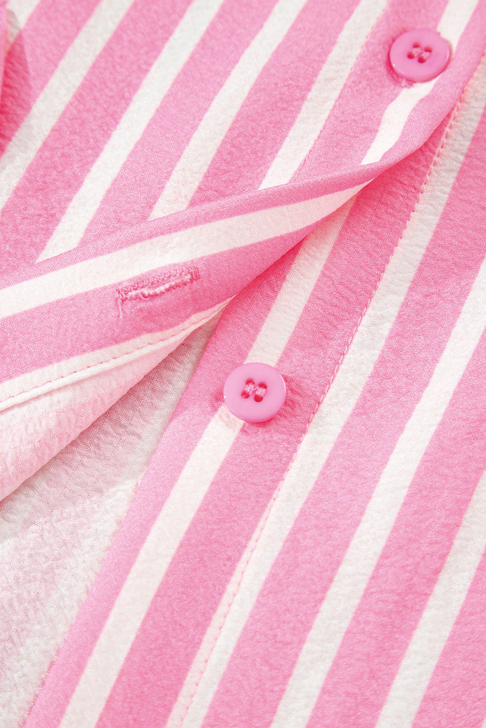 Pink Stripe Buttoned Front Long Sleeve Top and Pants 2 Piece Sleepwear - loveforevers