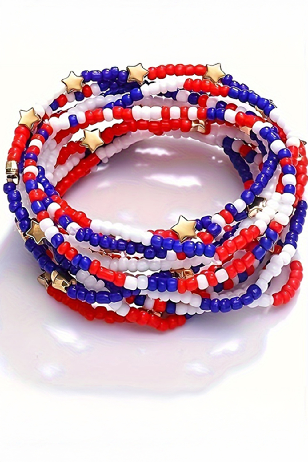 Dark Blue American Flag Star Beaded Multi Layer Bracelet Set - loveforevers