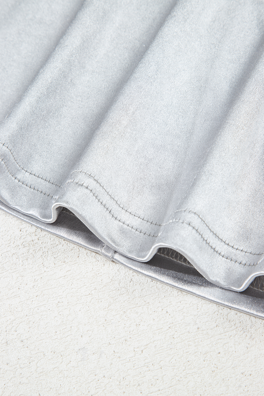 Silvery Metallic Luster Crew Neck Shift Tank Top - loveforevers