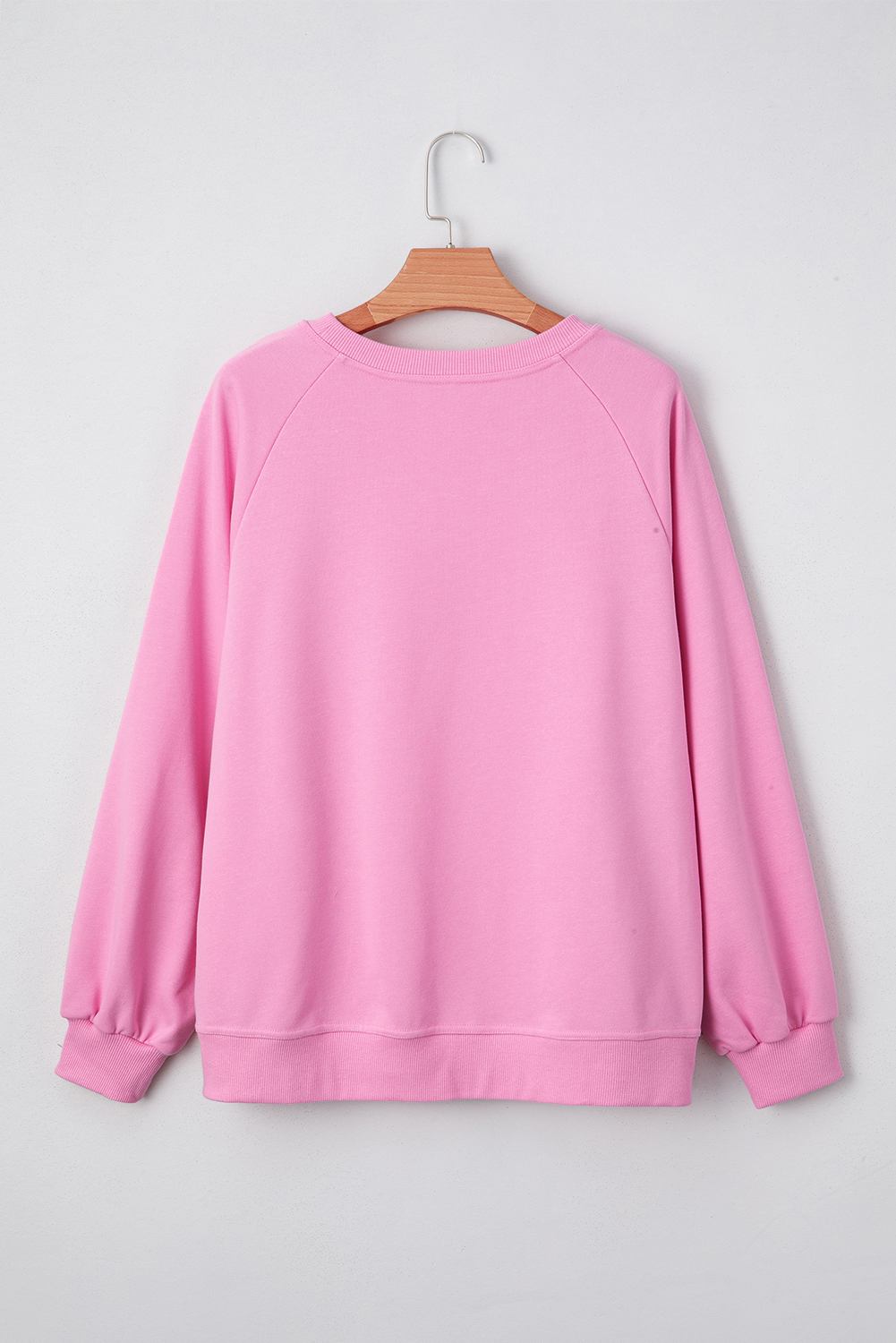 Bright Pink Lace Patched Raglan Sleeve Loose Fit Sweatshirt - loveforevers