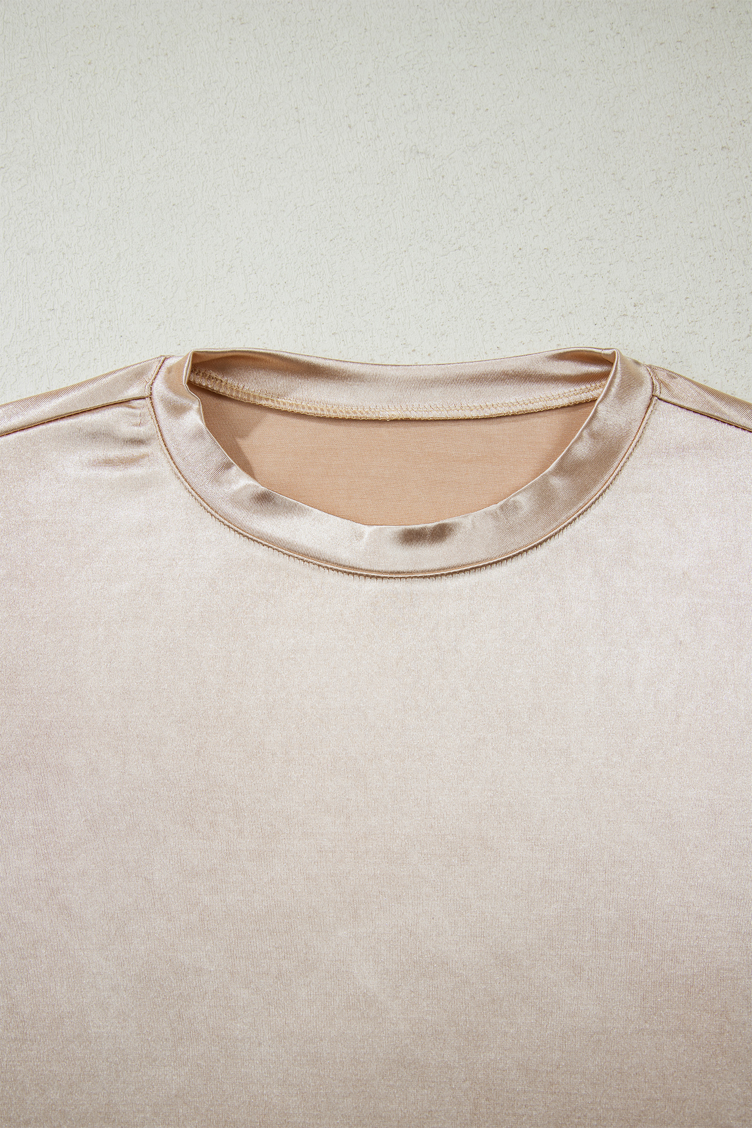 Apricot Metallic Round Neck Smocked Long Sleeve Blouse - loveforevers