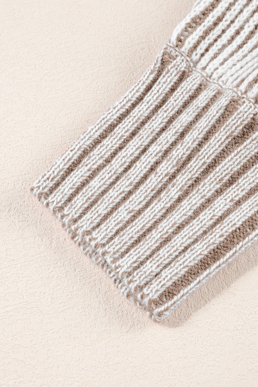 Coffee Striped Print Ribbed Knit Boat Neck Baggy Sweater - loveforevers