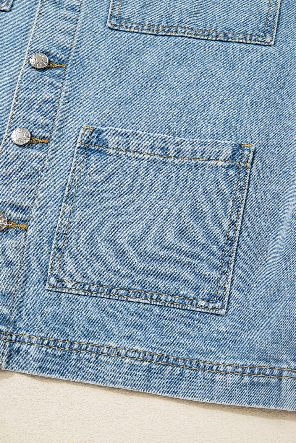 Beau Blue Multi Patched Pockets Side Tie up Boyfriend Style Denim Jacket - loveforevers