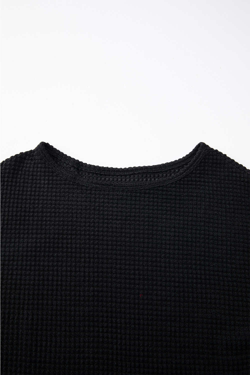 Green Waffle Knit Drop Shoulder Long Sleeve Top - loveforevers