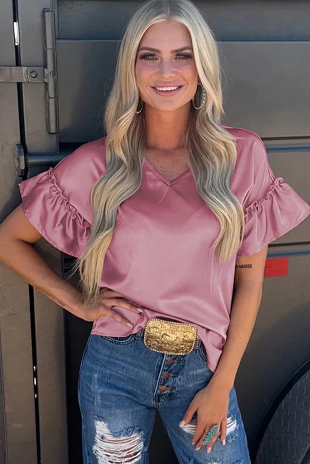 Toadstool Satin Ruffle Sleeve Top - loveforevers