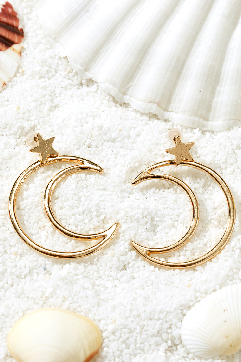 Gold Star and Moon Plated Alloy Earrings - loveforevers