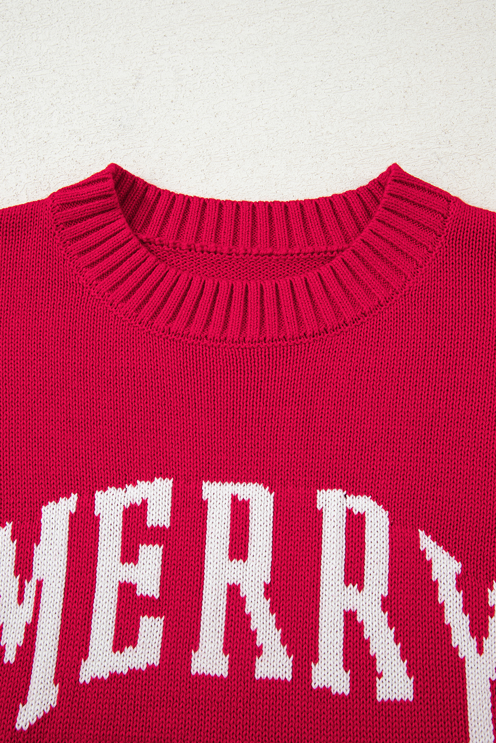 Fiery Red MERRY Letter Pattern Christmas Holiday Baggy Sweater - loveforevers