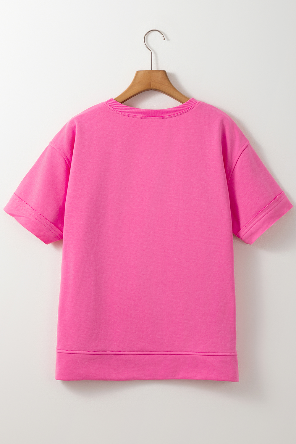 Sachet Pink Contrast Flower Drop Shoulder Loose T Shirt - loveforevers