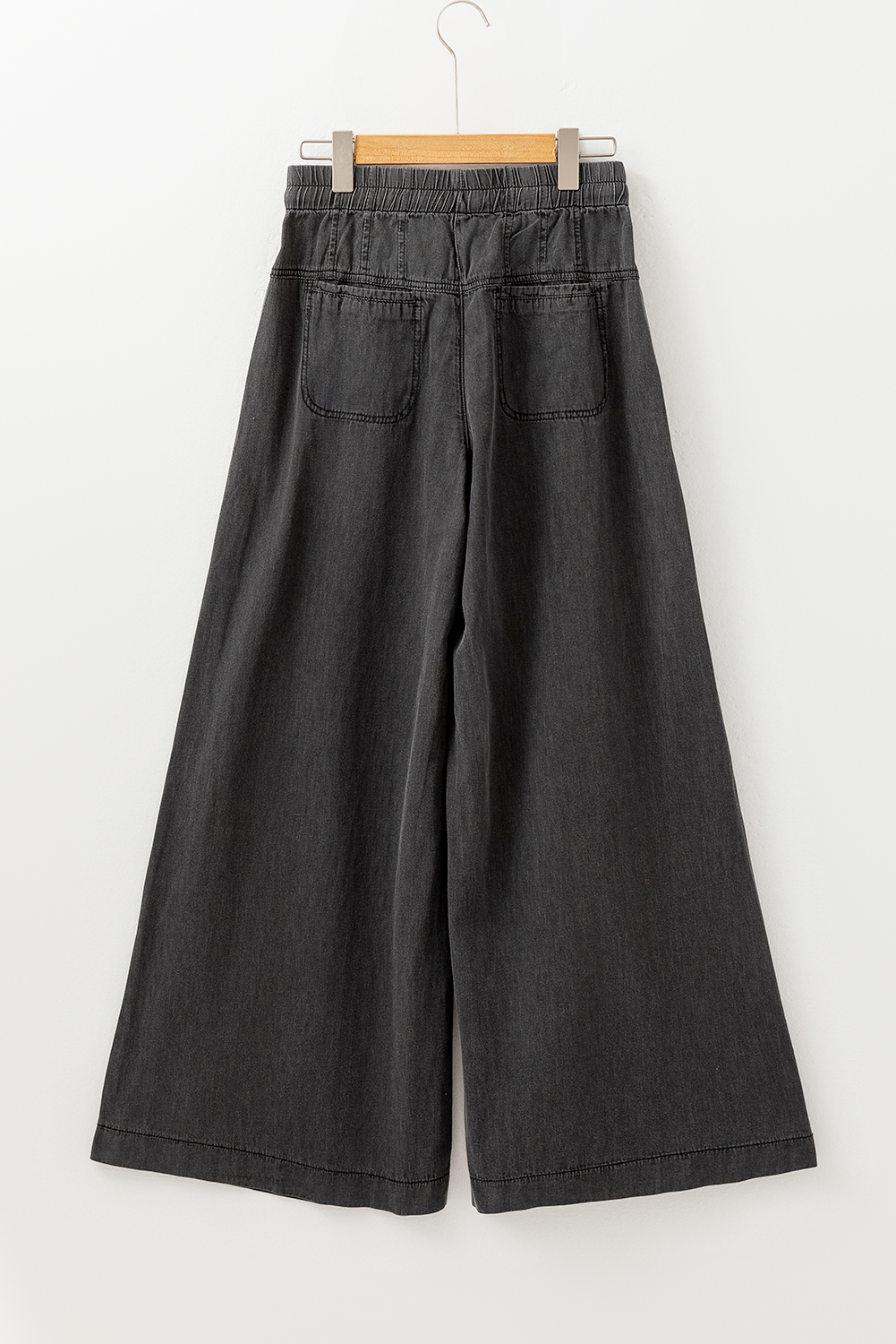 Carbon Grey Mineral Wash Button Fly Waist Wide Leg Jeans - loveforevers