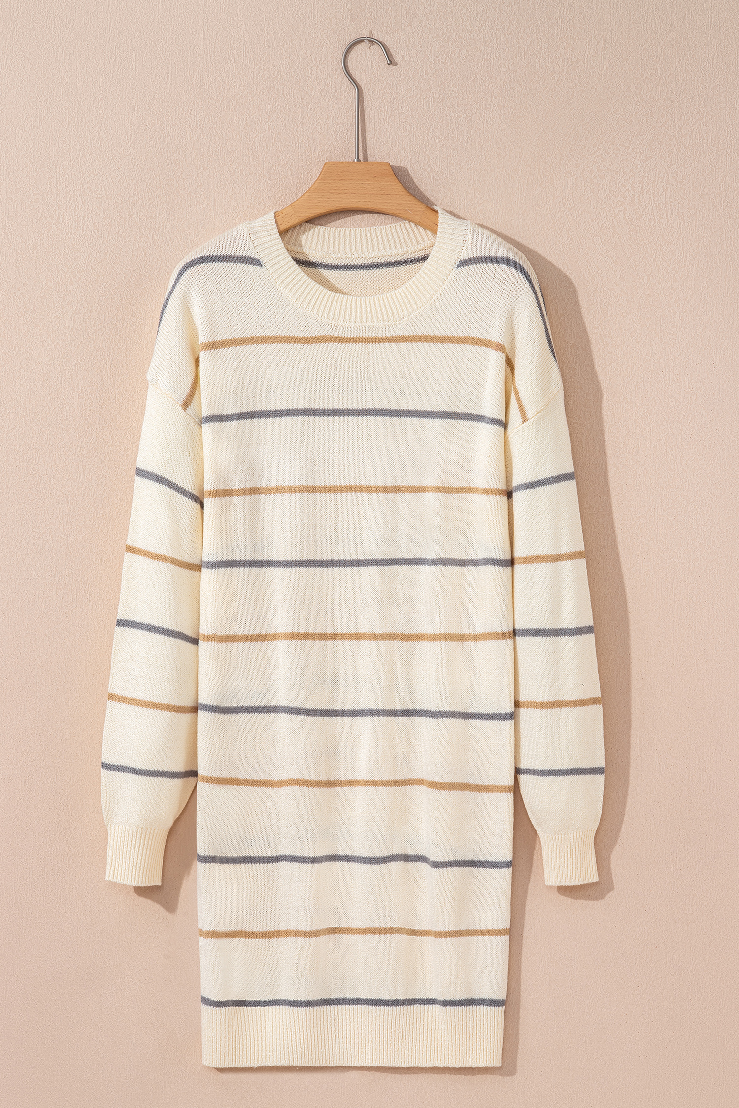 Multicolour Striped Buttoned Front V Neck Drop Shoulder Cardigan Sweater - loveforevers