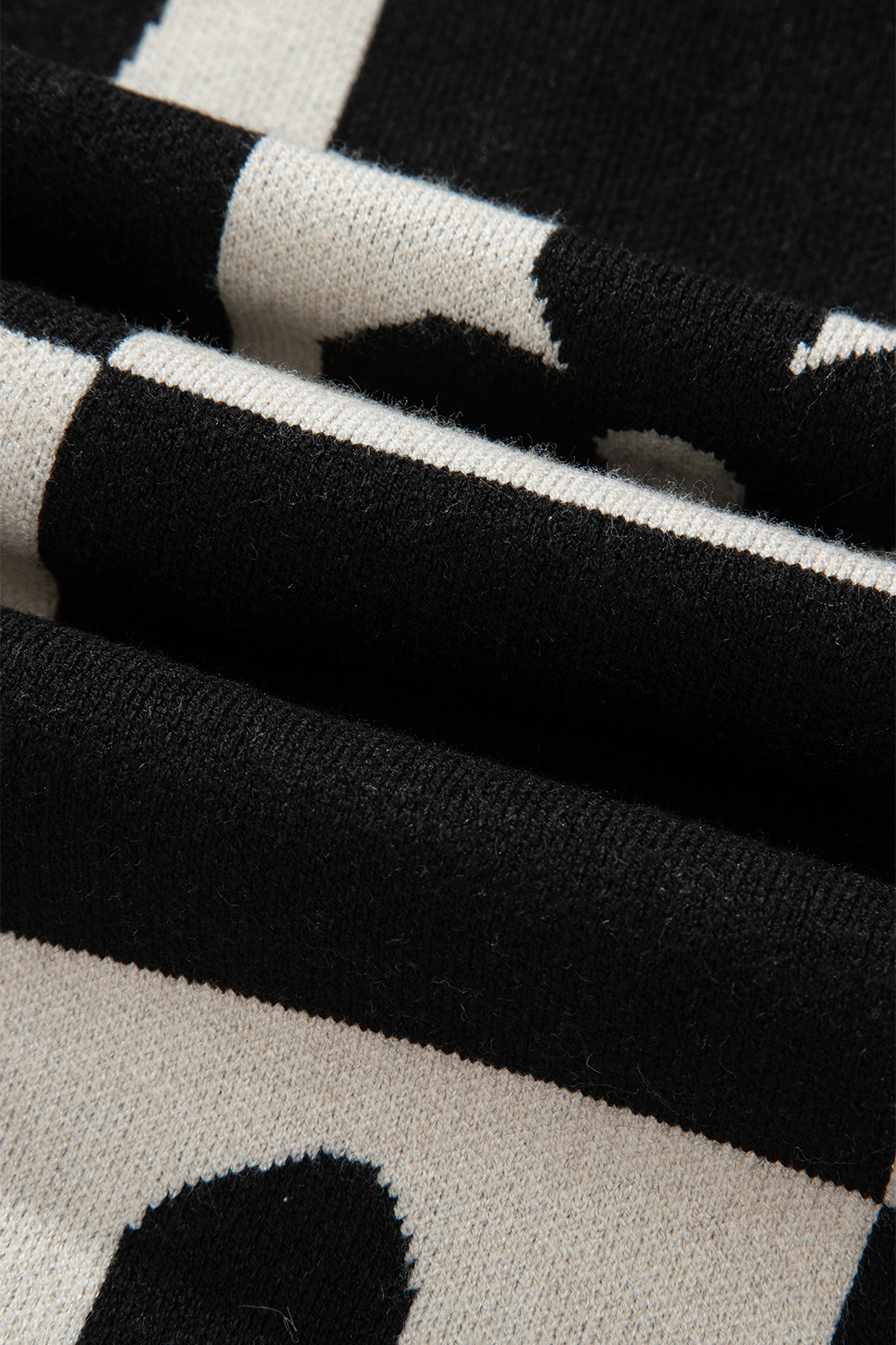 Black Flower Plaid Henley Baggy Sweater - loveforevers