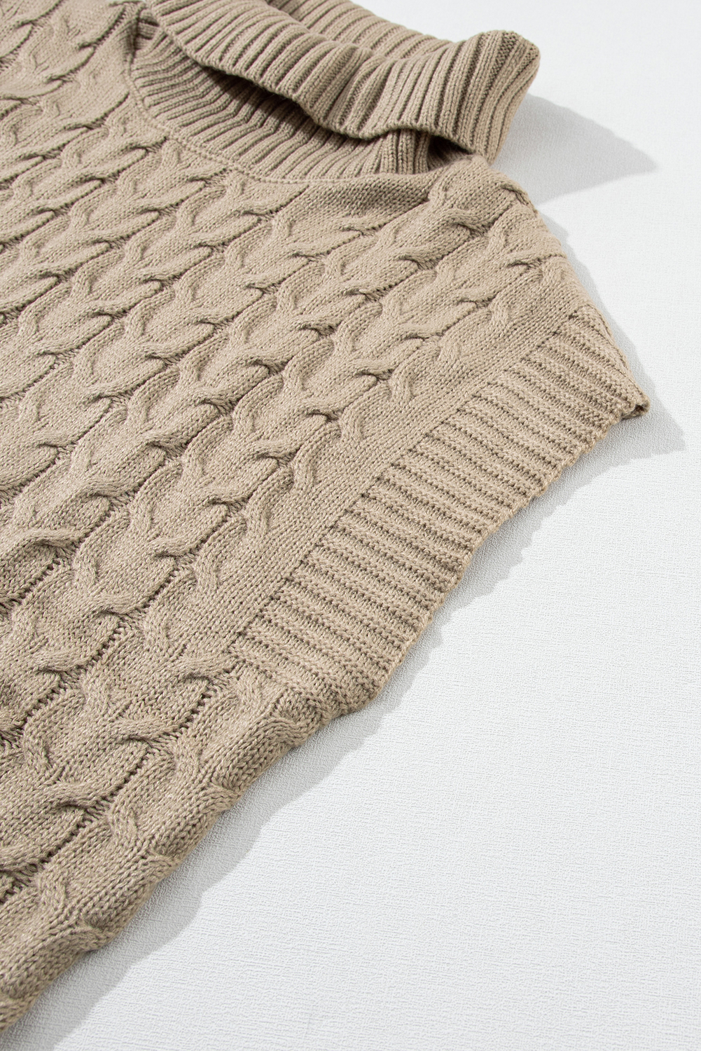 Medium Grey Cable Knit Turtleneck Batwing Sleeve Sweater - loveforevers