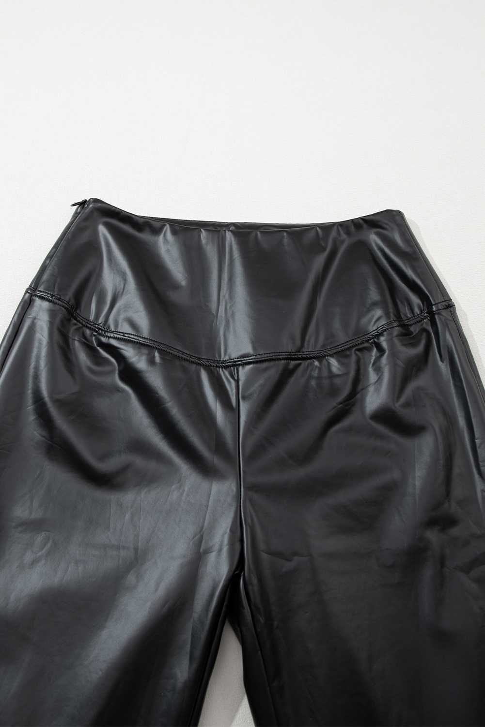 Black Faux Leather Zipped Detail Leggings - loveforevers