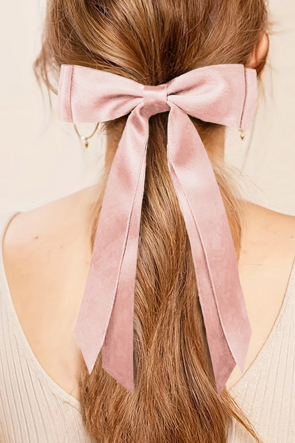 Apricot Pink Double Bow Knot Alligator Hair Clip - loveforevers
