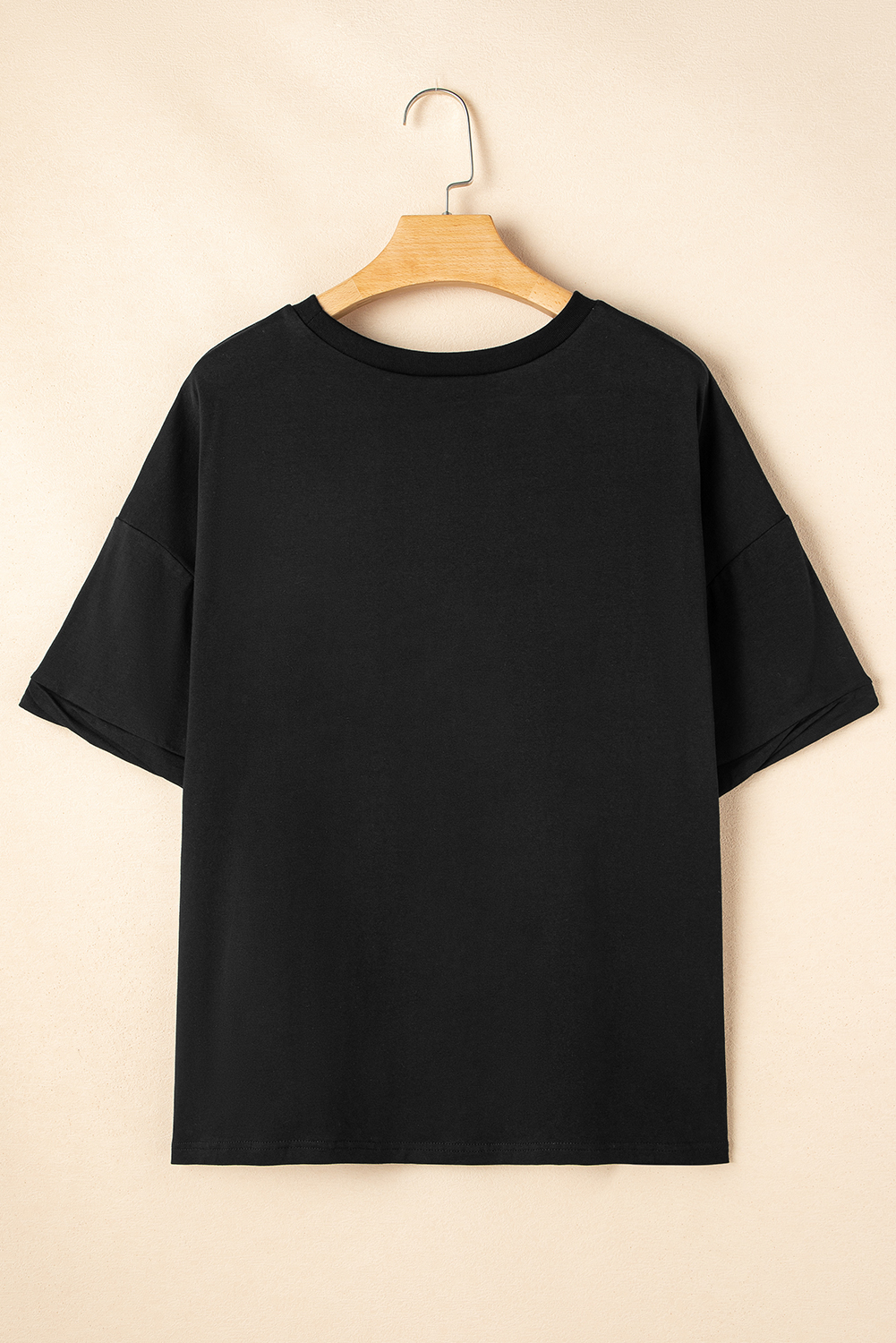 Black Loose Half Sleeve Hi Low Hem T Shirt - loveforevers