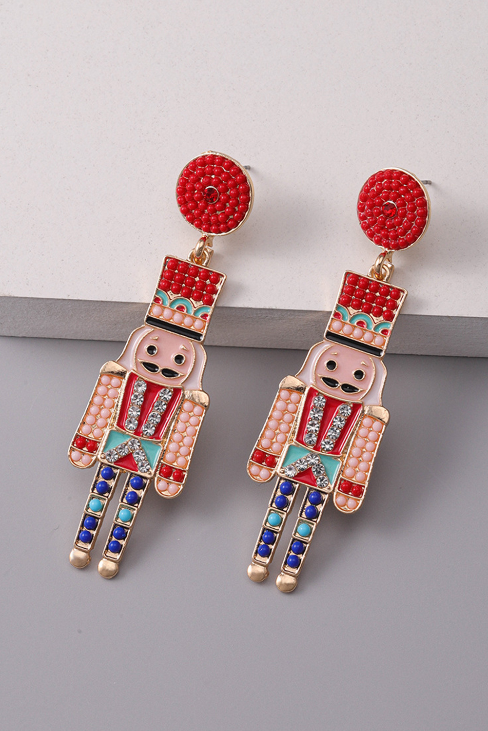 Racing Red Beaded Christmas Nutcracker Earrings - loveforevers
