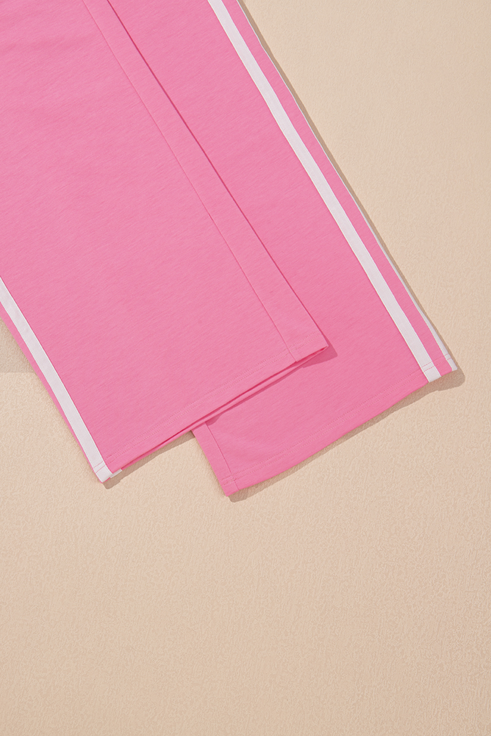 Sachet Pink Varsity Stripe Detail Casual Tee and Pants Leisure 2pcs Set - loveforevers