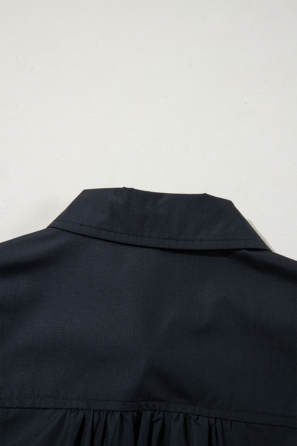 Black Button Up Tie Waist Puff Sleeve Mini Dress - loveforevers
