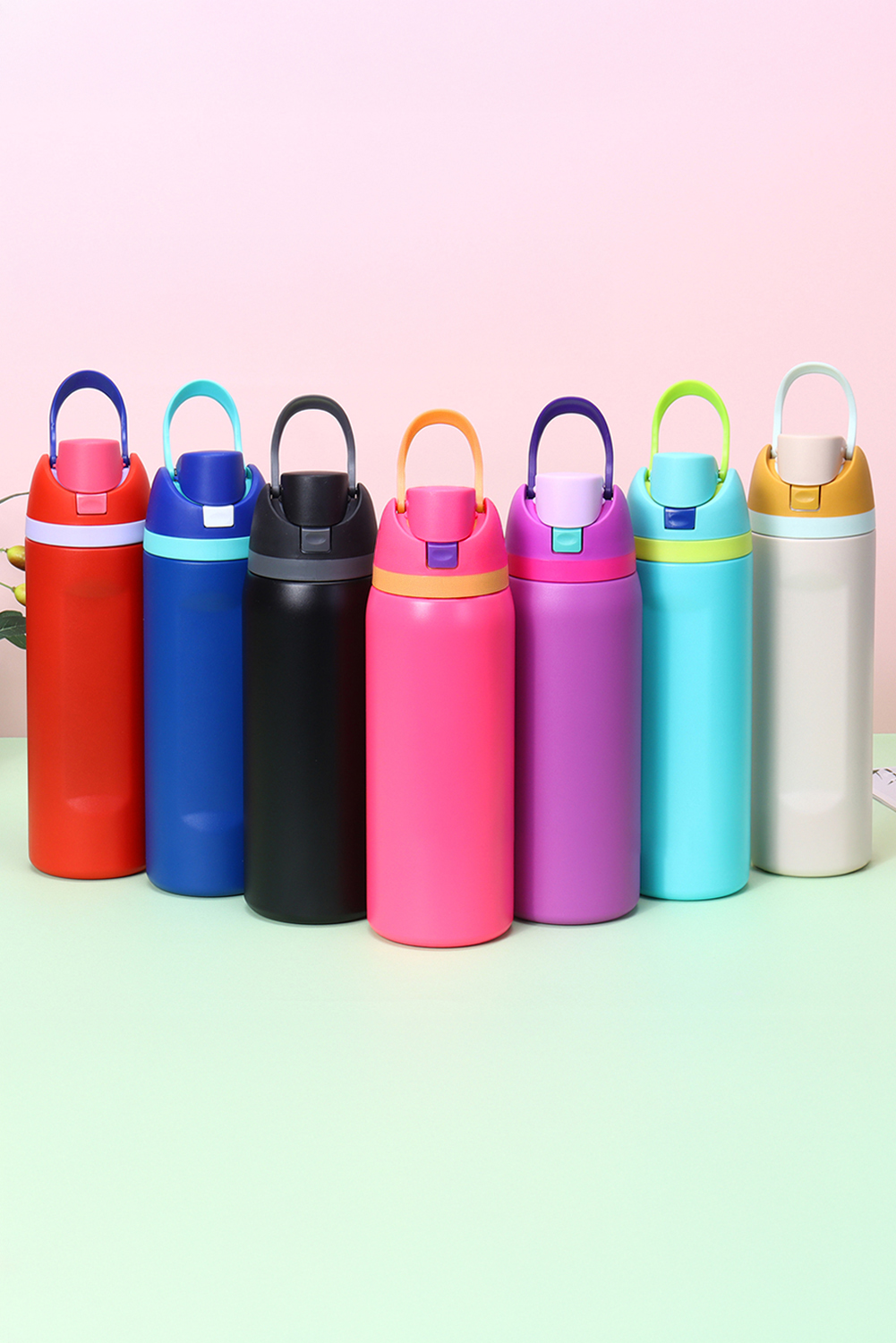 Strawberry Pink Insulated Stainless Steel Tumbler with Carry Loop 16oz - loveforevers