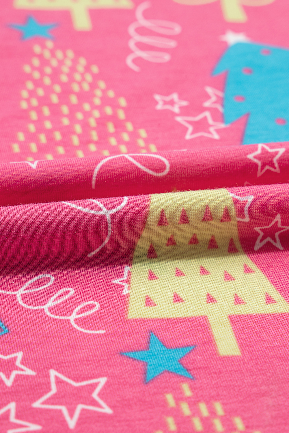 Rose Christmas Tree Print V Neck Tee and Pants Lounge Set - loveforevers