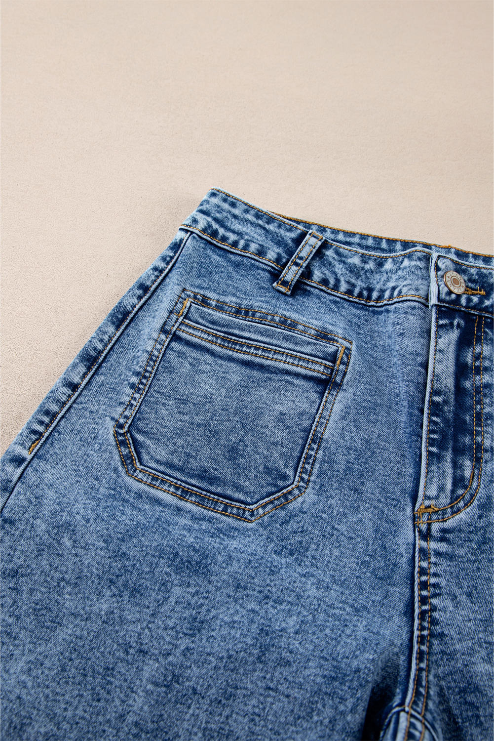 Light Blue Chic Patch Pocket Straight Leg Loose Jeans - loveforevers