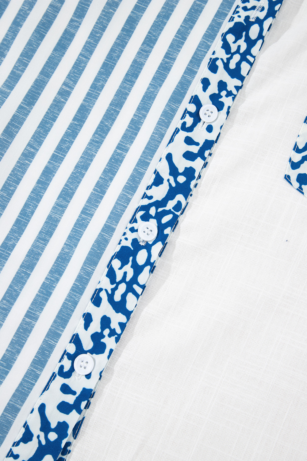 Sky Blue Leopard Striped Western Casual Shirt - loveforevers