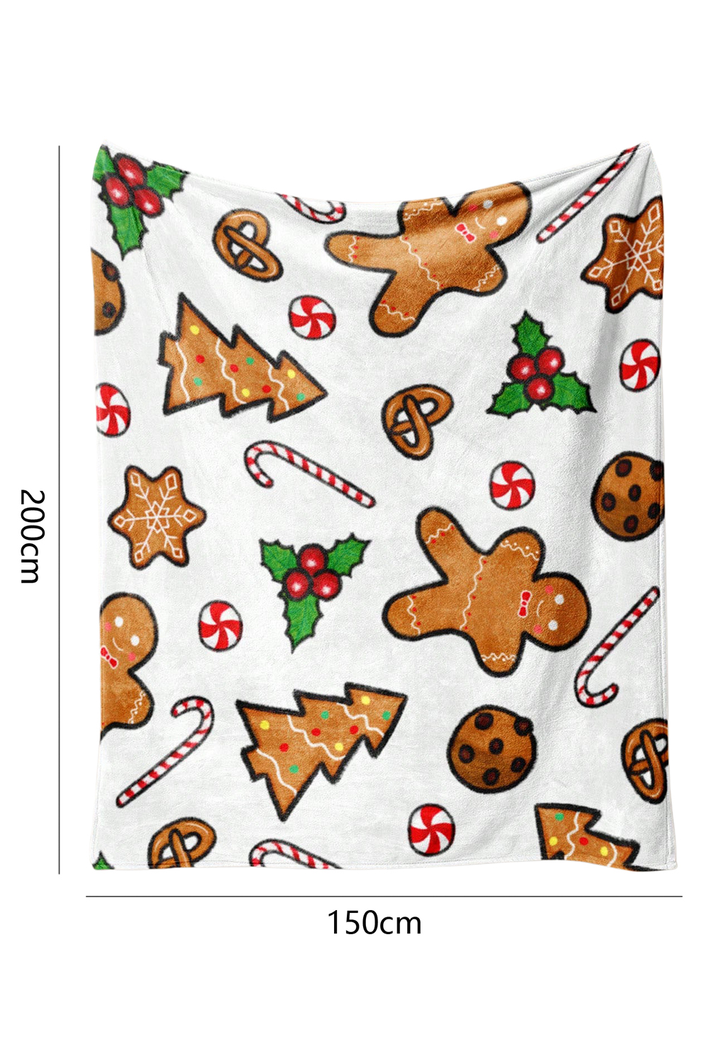 White Christmas Gingerbread Man Candy Elements Printed Blanket - loveforevers