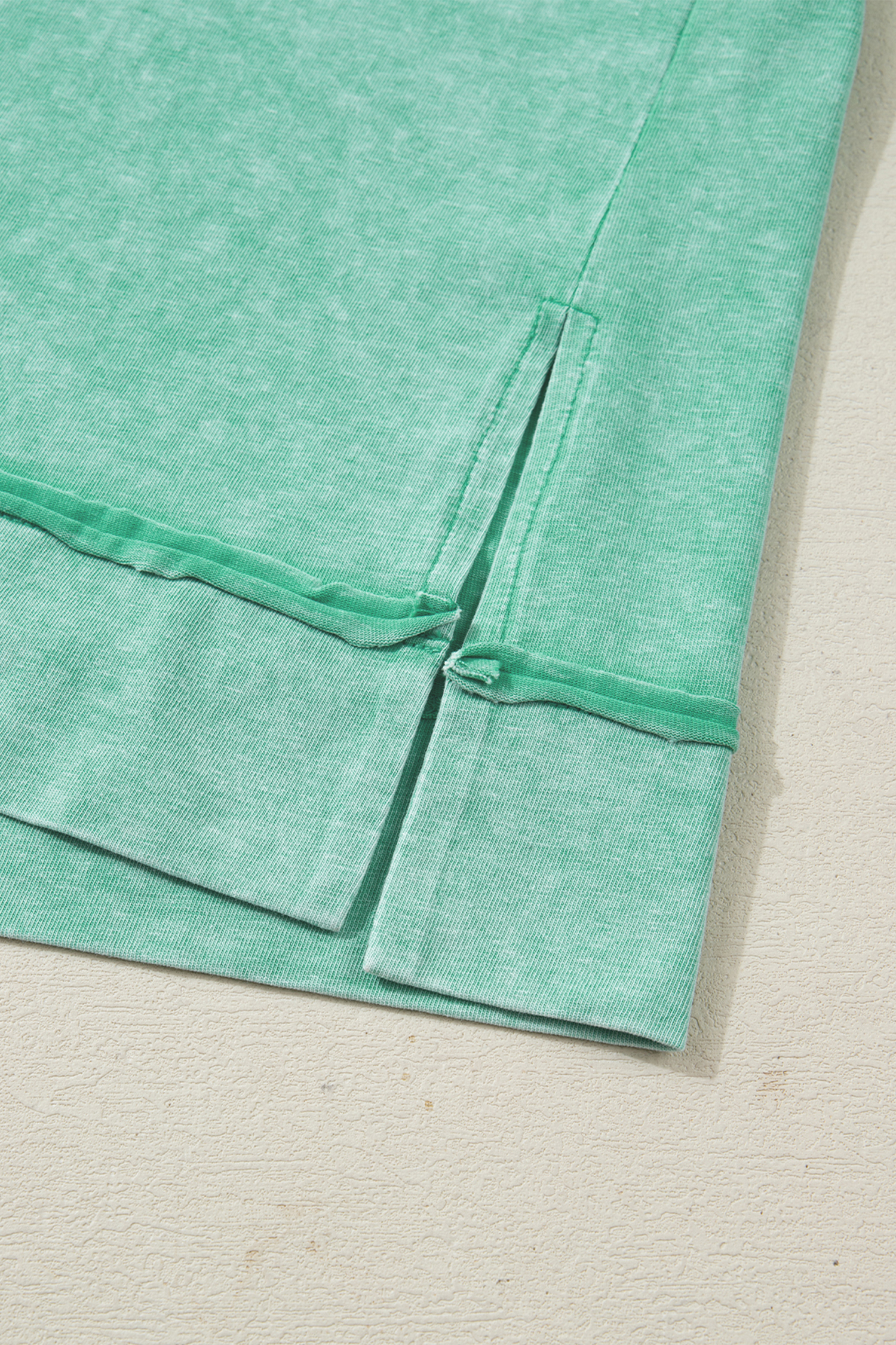 Mint Green Half Buttons Raw Seam Raglan Sleeve Mineral Wash T Shirt - loveforevers