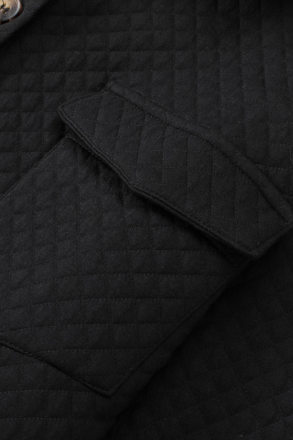 Gray Retro Quilted Flap Pocket Button Shacket - loveforevers