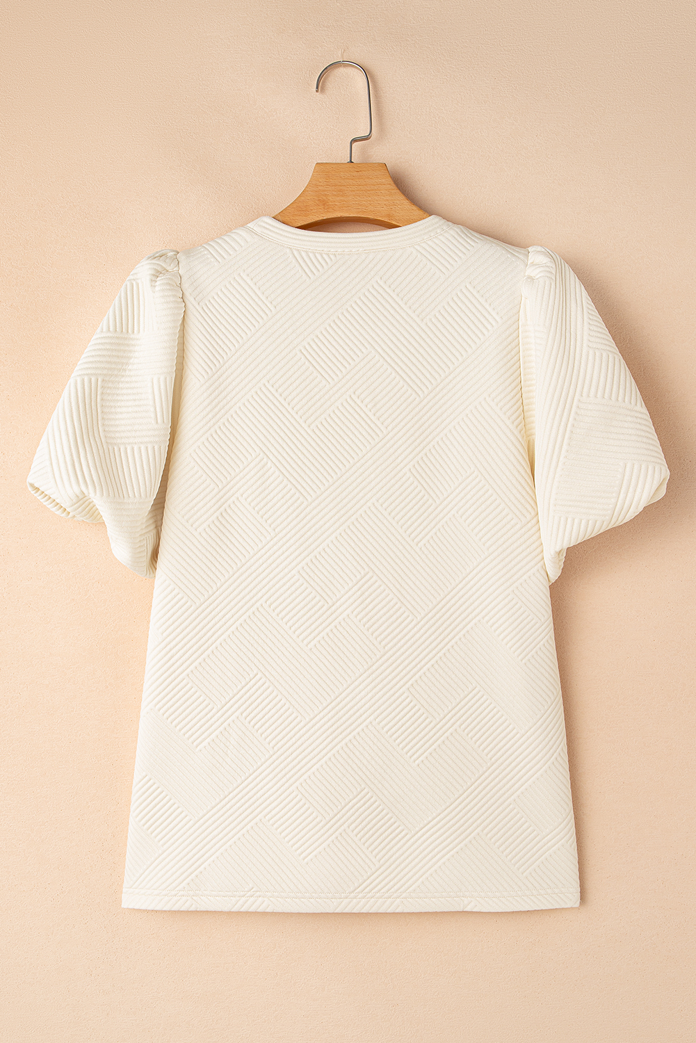 Oatmeal Textured Puff Sleeve T-shirt - loveforevers