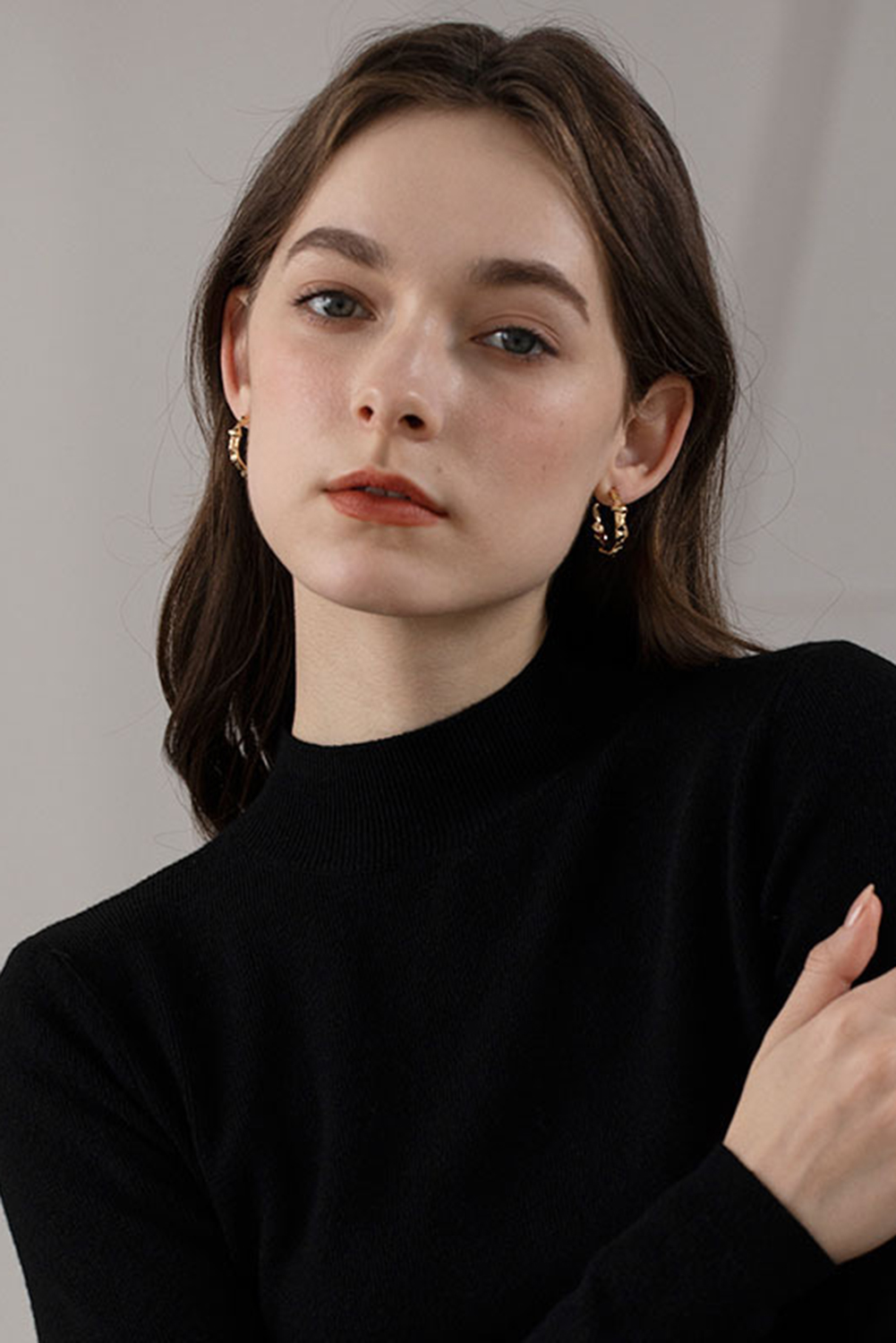 Gold Wrinkled Plated Alloy Hoop Earrings - loveforevers