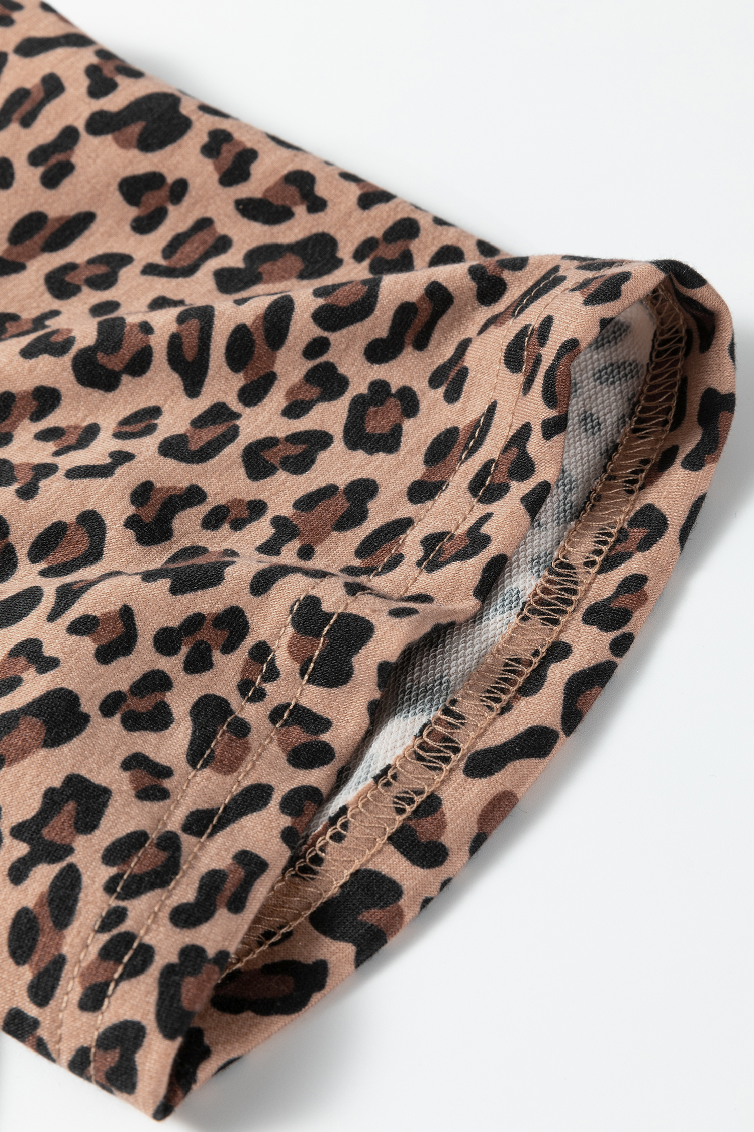 Brown Leopard Loose Tee Drawstring Waist Barrel Pants Set - loveforevers