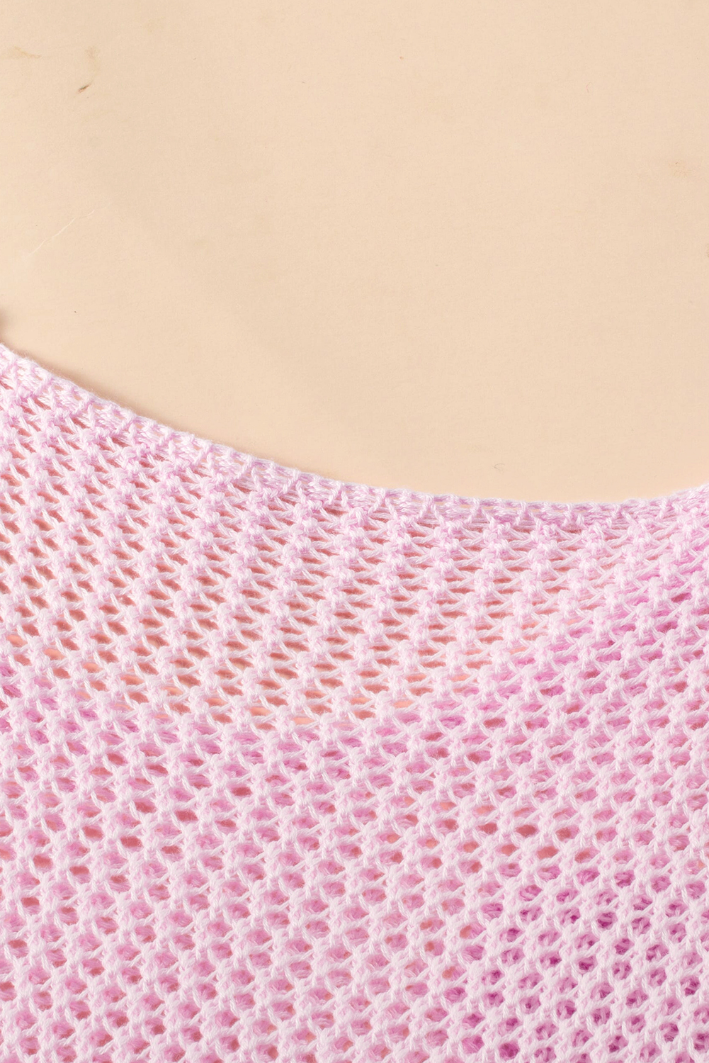 Light Pink Big Flower Hollowed Knit Drop Shoulder Sweater - loveforevers