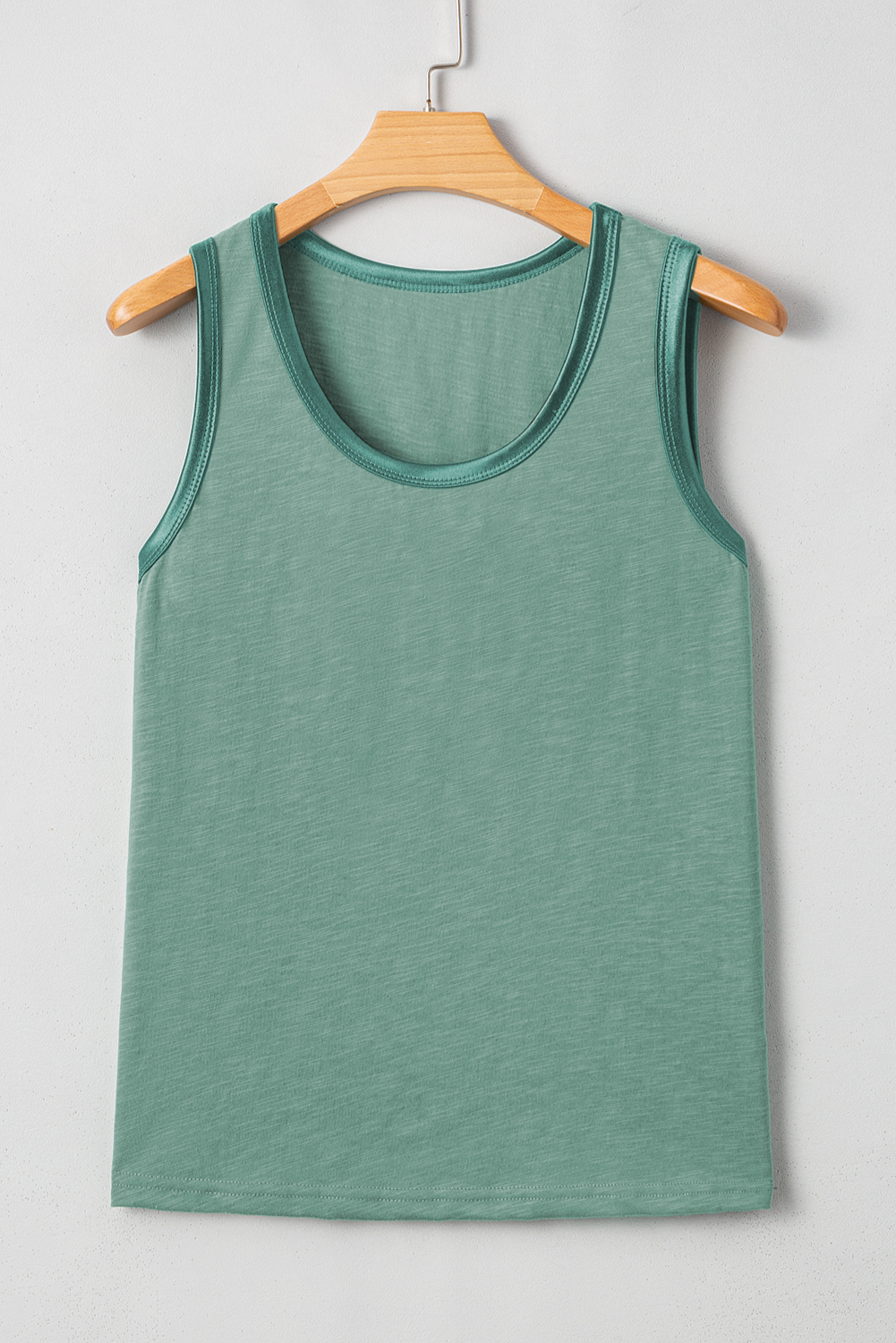 Tan Metallic Sheen Edge Scoop Neck Tank Top - loveforevers