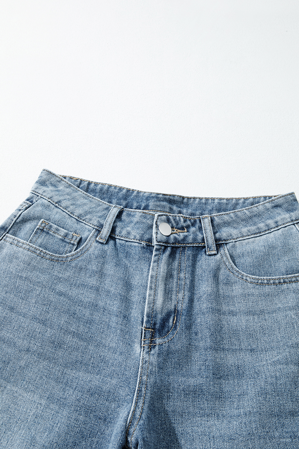 Dusk Blue Embroidered Cropped Wide Leg High Waist Jeans - loveforevers