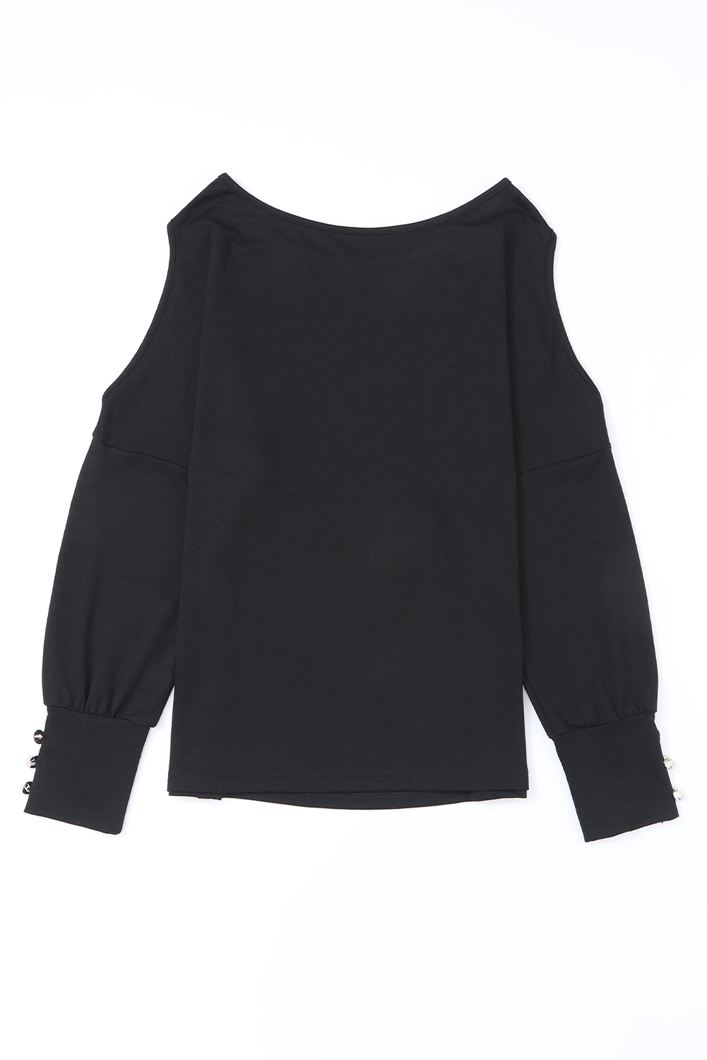 Black Asymmetrical Cut Out Buttoned Long Sleeve Top - loveforevers