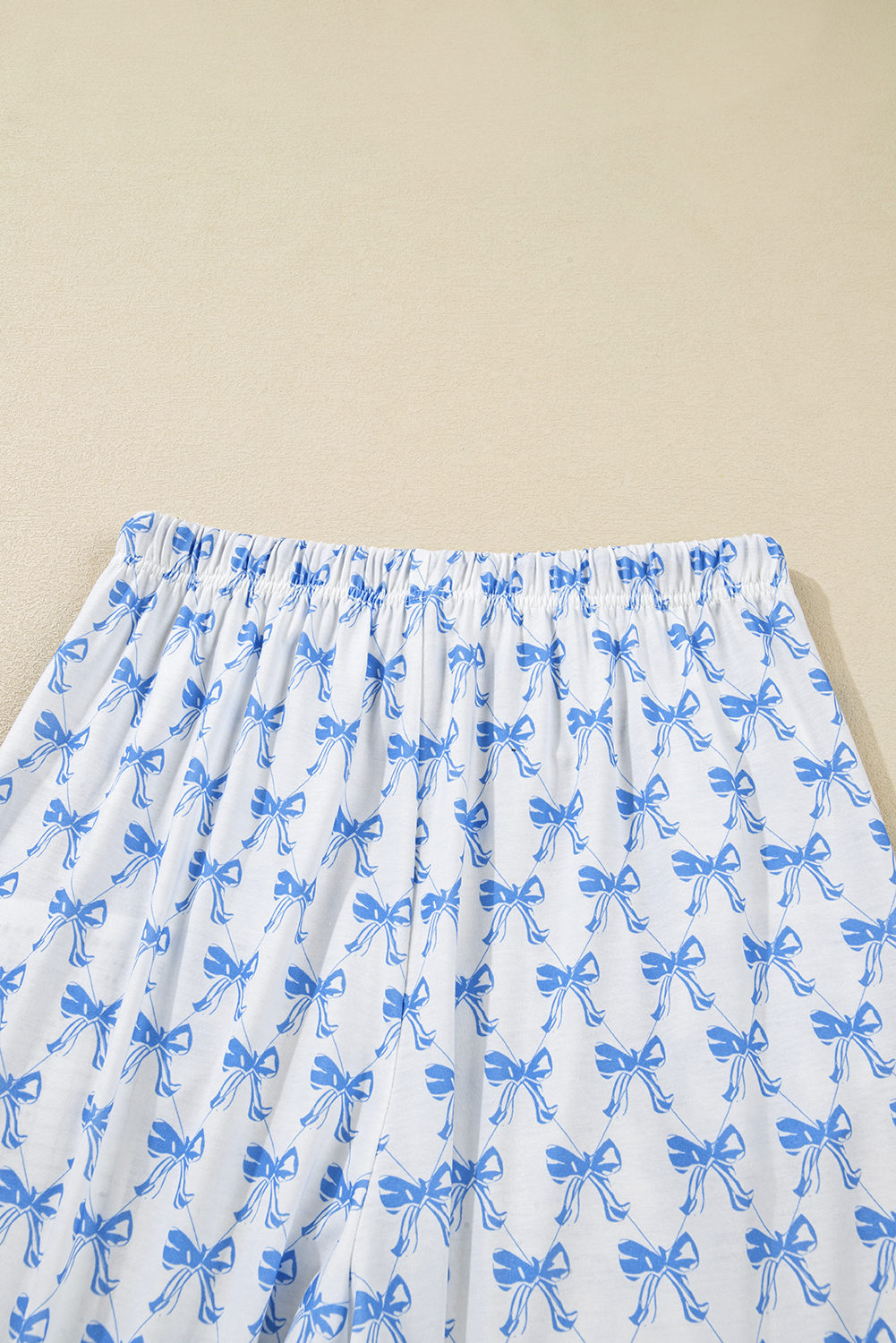 Sky Blue Bow Print Long Sleeve Shirt and Pants Soft Pajama Set - loveforevers