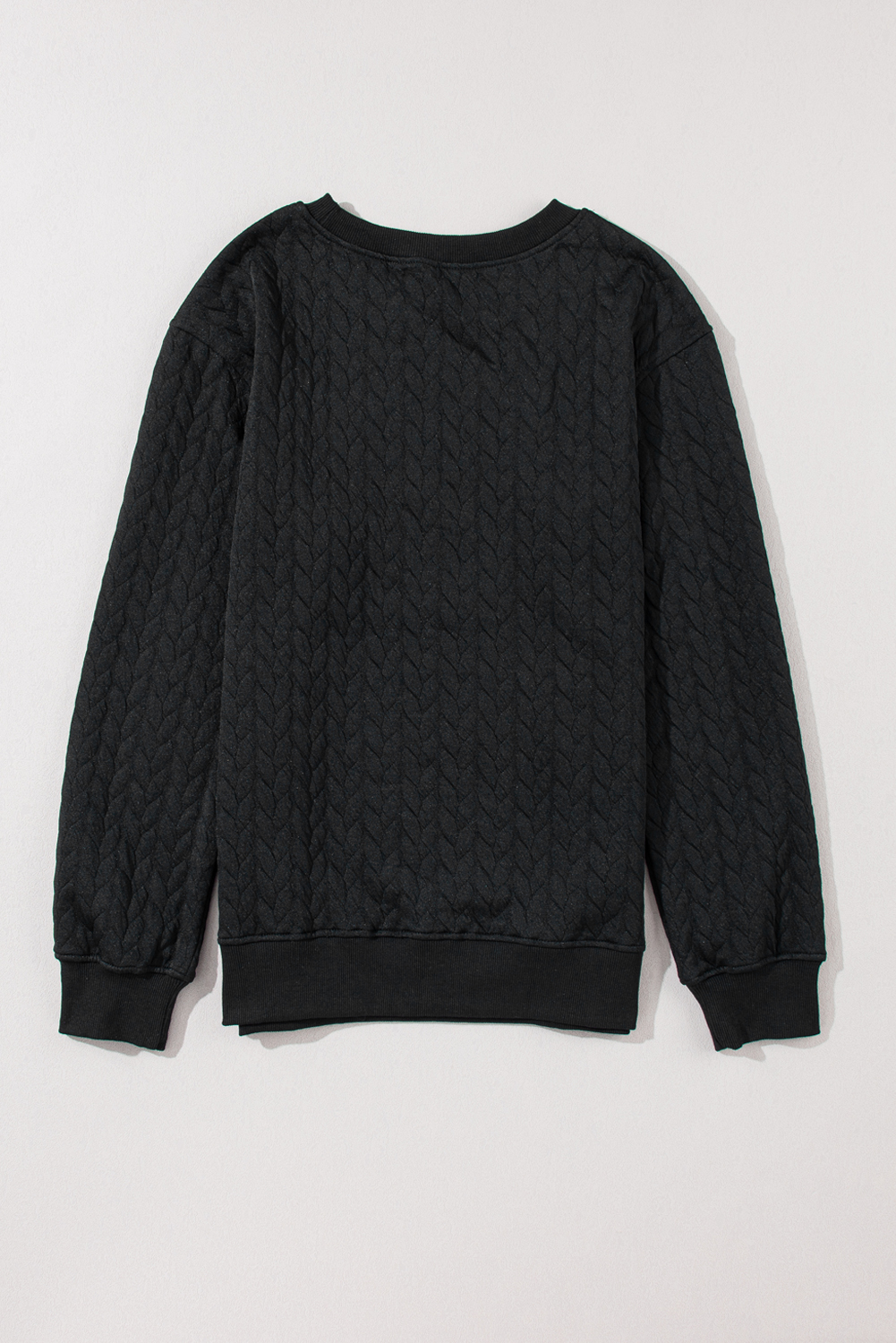 White LOVE Chenille Embroidered Cable Knit Pullover Sweatshirt - loveforevers