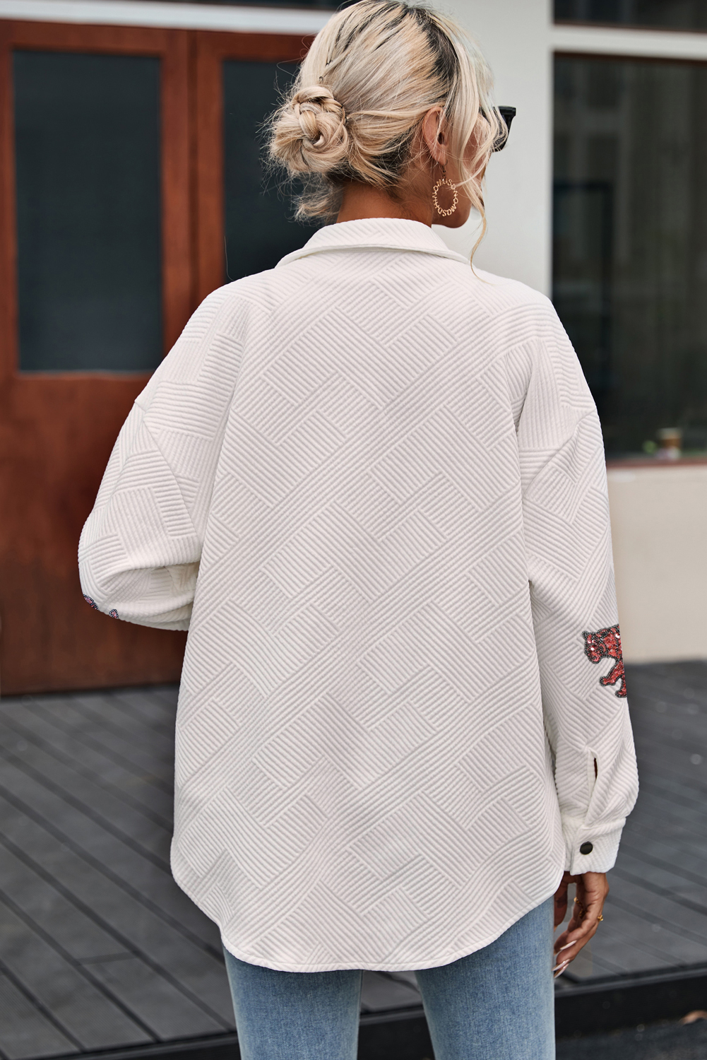 Black Solid Textured Flap Pocket Buttoned Shacket - loveforevers