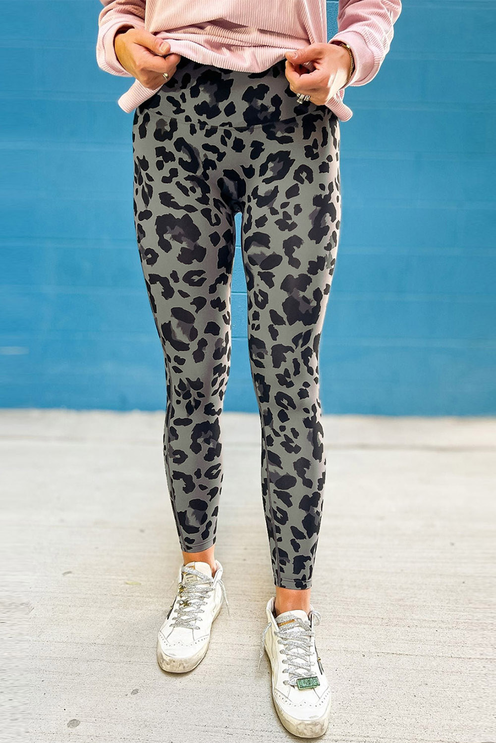 Gray Classic Leopard Print Active Leggings - loveforevers