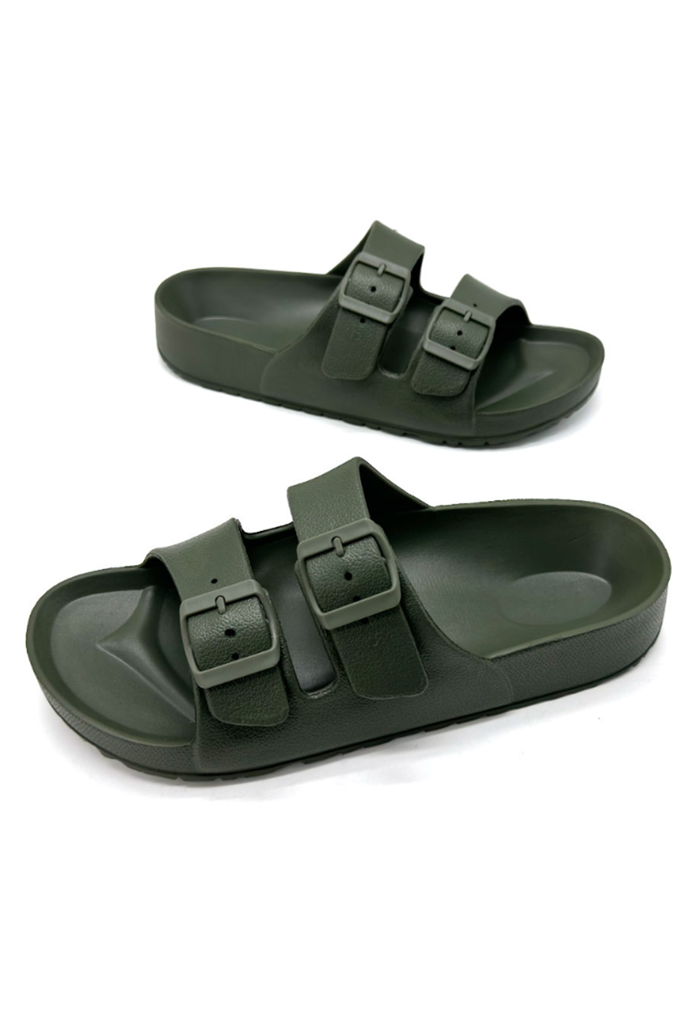 Blackish Green Dual Adjustable Buckle Non-Slip EVA Slippers - loveforevers