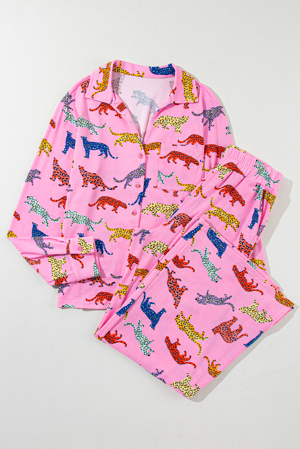 Pink Cheetah Print Shirt and Pants Pajama Set - loveforevers