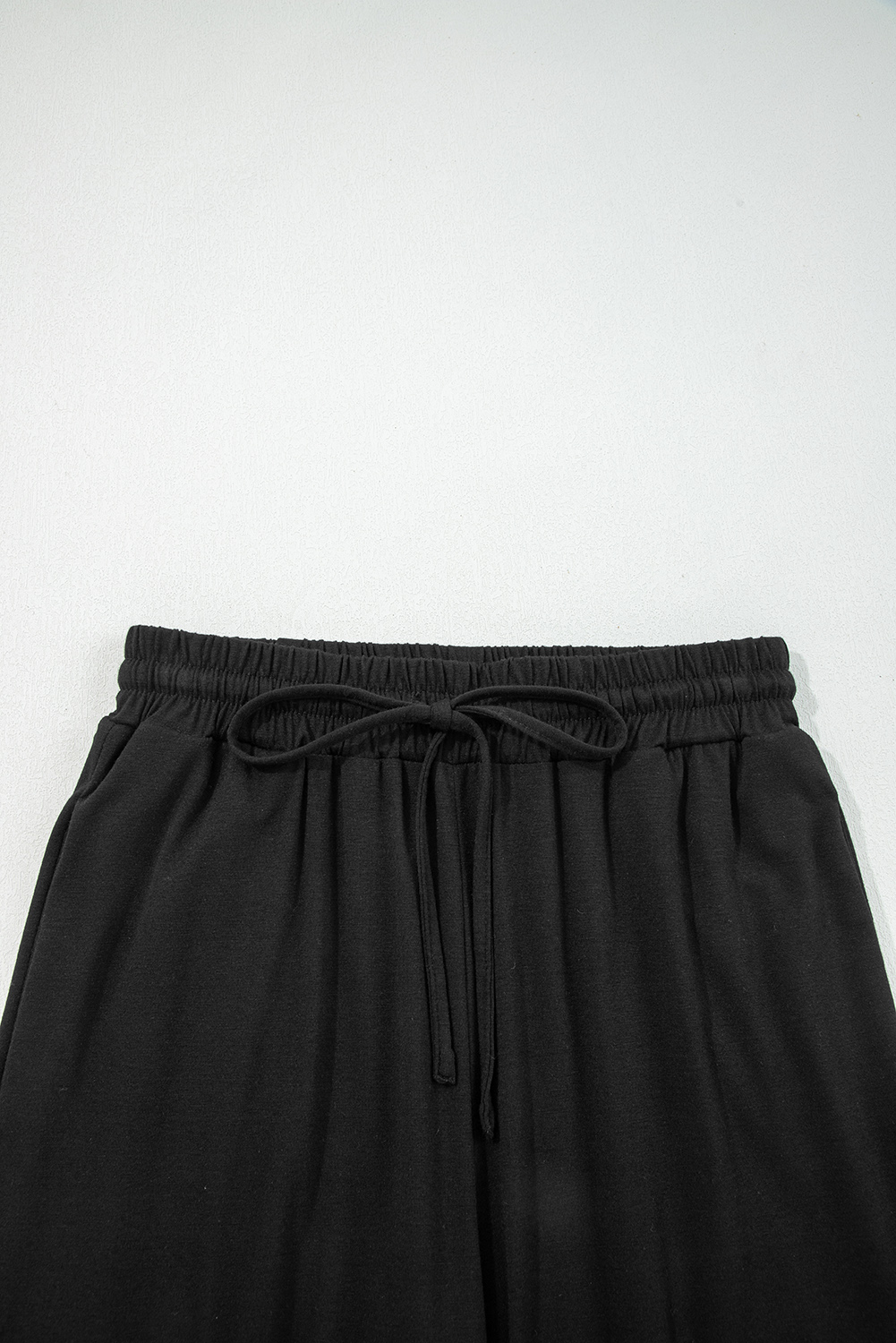 Black Contrast Trim Hooded Lounge Cardigan and Pants Set - loveforevers